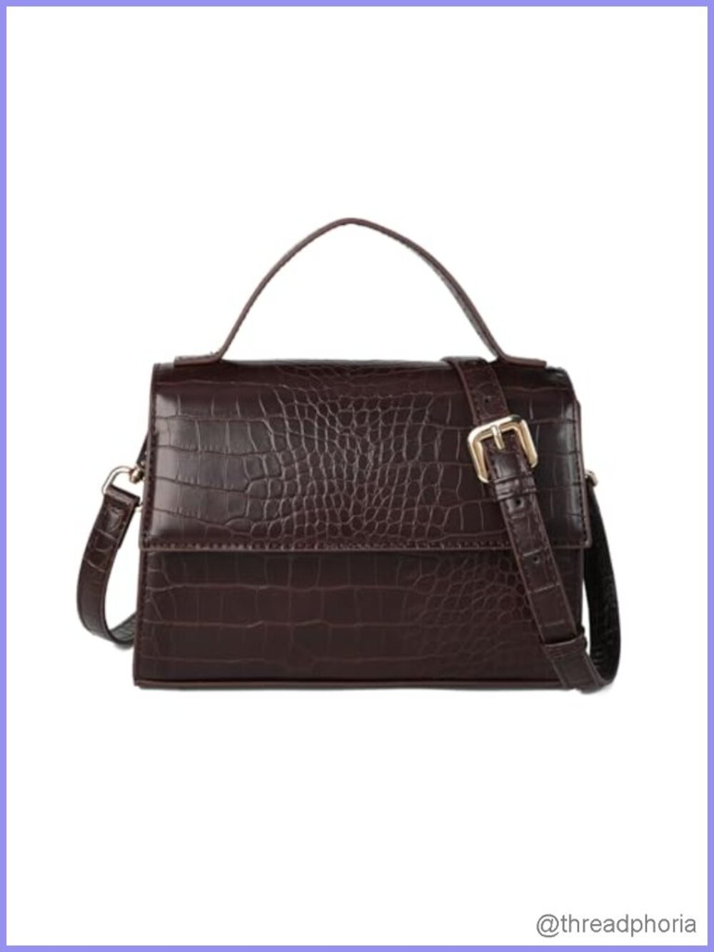 Croc Embossed Small Crossbody Purse Women's Top Handle Shoulder Bag
